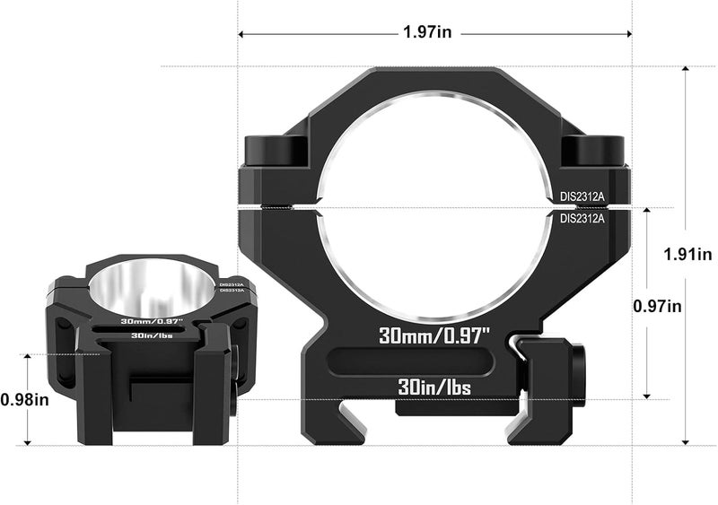 DISCOVERYOPT Store 7075 Series Aluminum 30mm 34mm 1 inch Scope Rings, High Precision Pre-lapped Picatinny Scope Rings, Medium/High/Low Profile Scope Mount for Picatinny Rail - Image 4